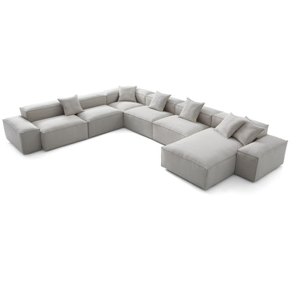 Freedom Modular Khaki U Shaped Sectional Sofa-Gray-177.2"-Low