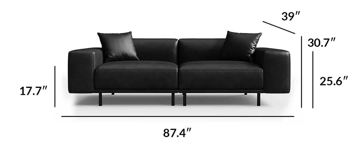 Noble Black Leather Sofa Set and Ottoman