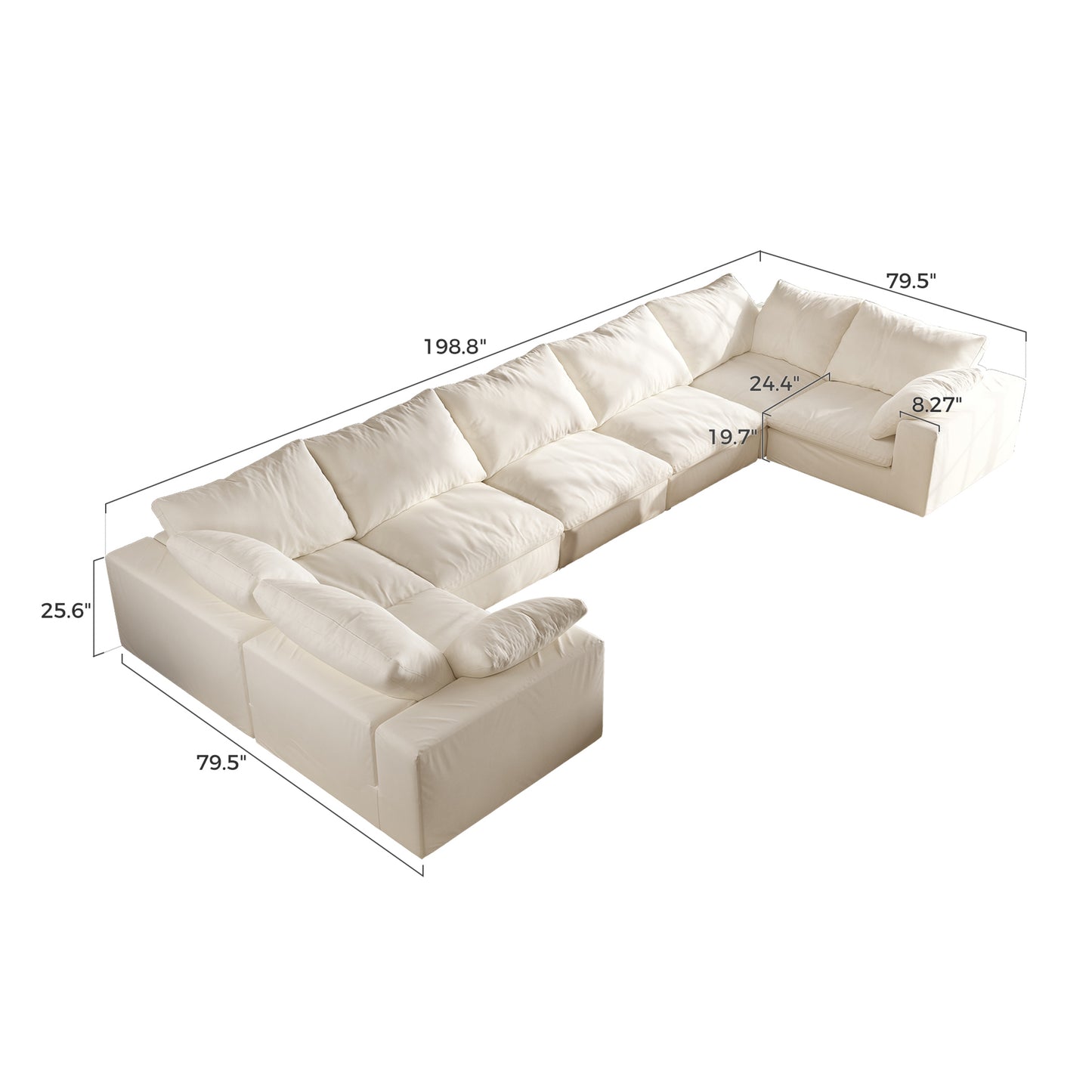 Lunna Modular U-Shaped Sofawhite / 200 inch u-shaped