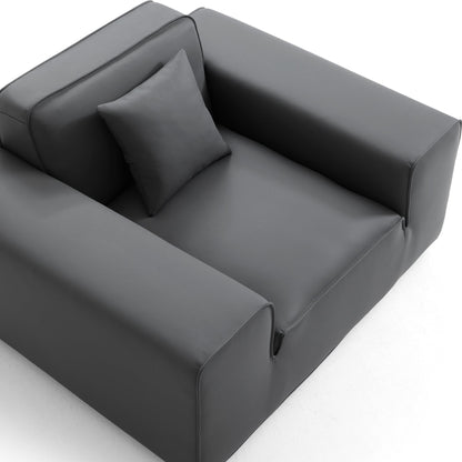 Domus Modular Beige Leather Armchair-Dark Gray