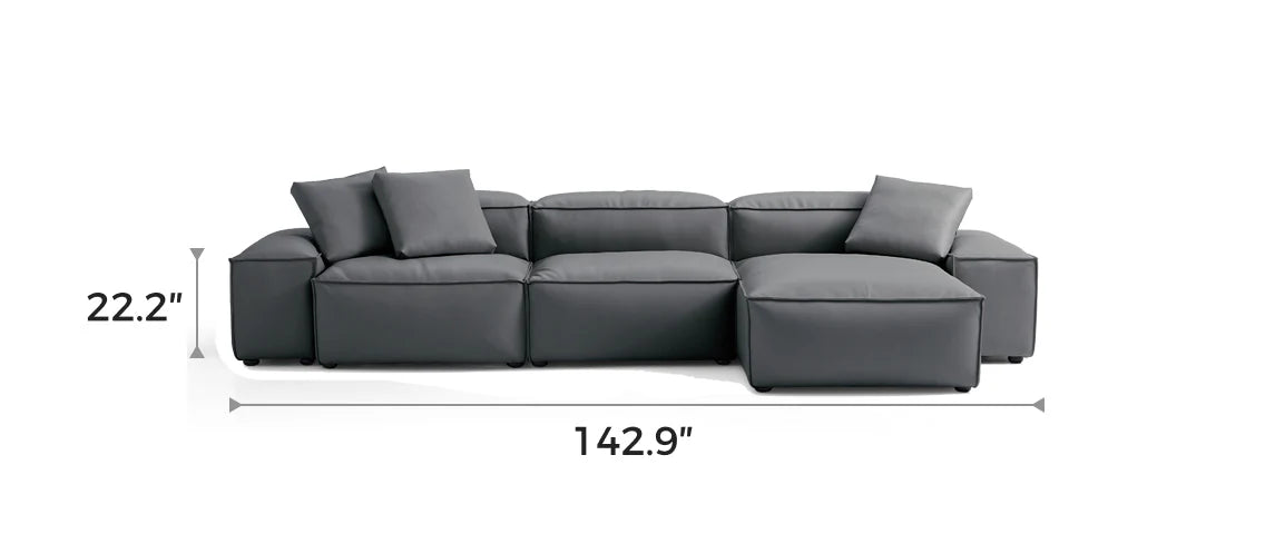 Cube Modular Dark Gray Genuine Leather Double-Sided Sectional