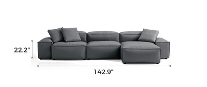 Cube Modular Dark Gray Genuine Leather Double-Sided Sectional