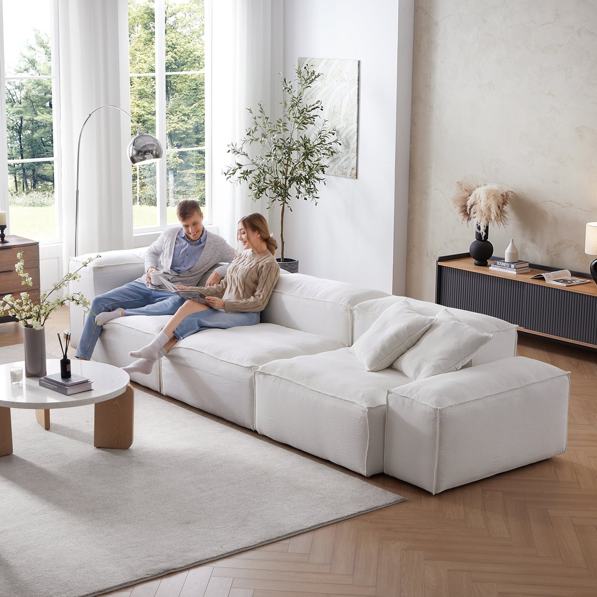 Freedom Modular White Sofa-White