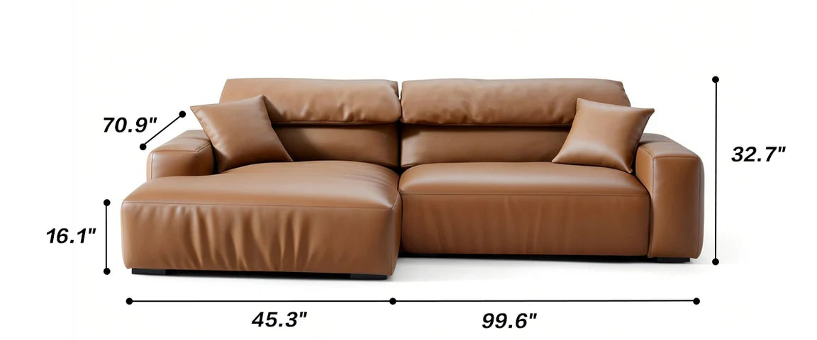 Chestnut Brown Leather Sectional