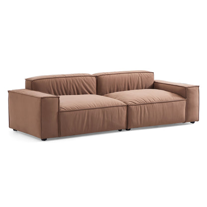 Luxury Minimalist Brown Fabric Sofa Set-Brown-100.8″
