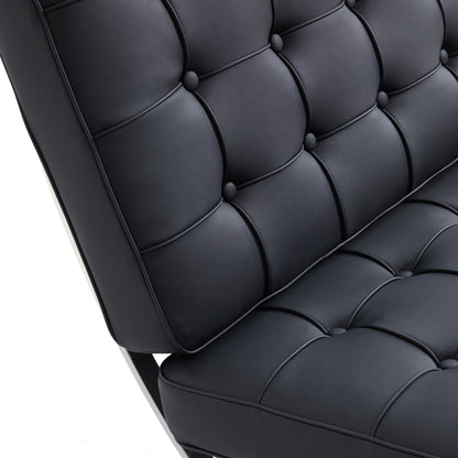 Barcelona Leather Lounge Chair-Black
