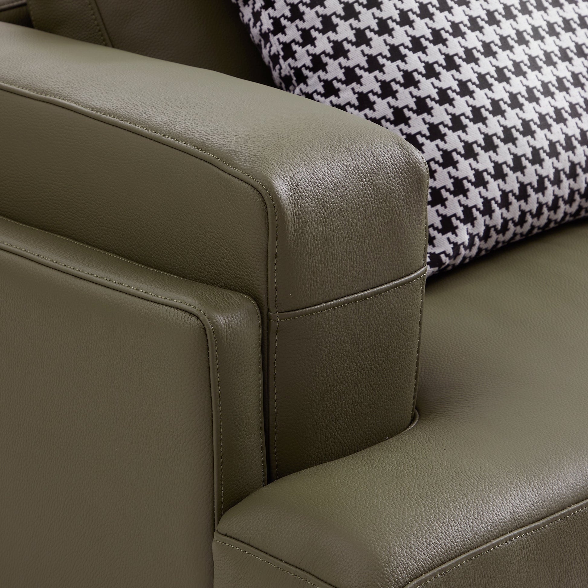 Olivia Top Grain Genuine Leather Sofa-Olive