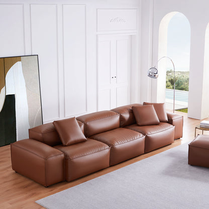Flex Modular Brown Genuine Leather Sofa-Brown
