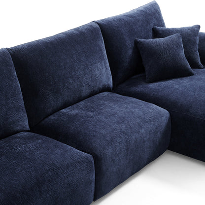 The Empress Navy Blue Sectional-Navy Blue-133.9"-Facing Right