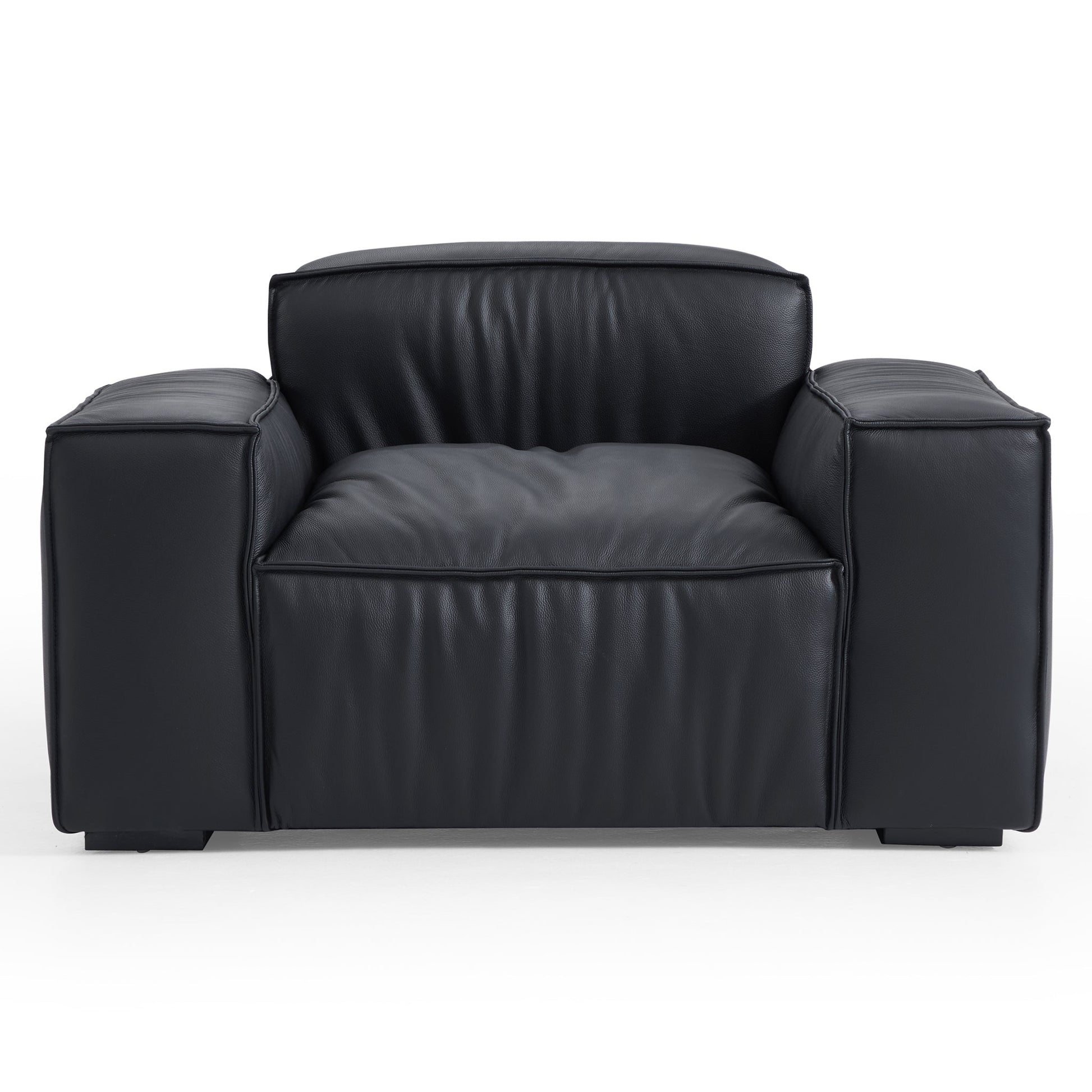 Luxury Minimalist Dark Brown Leather Armchair-Black