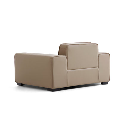 Domus Modular Beige Leather Armchair-Khaki