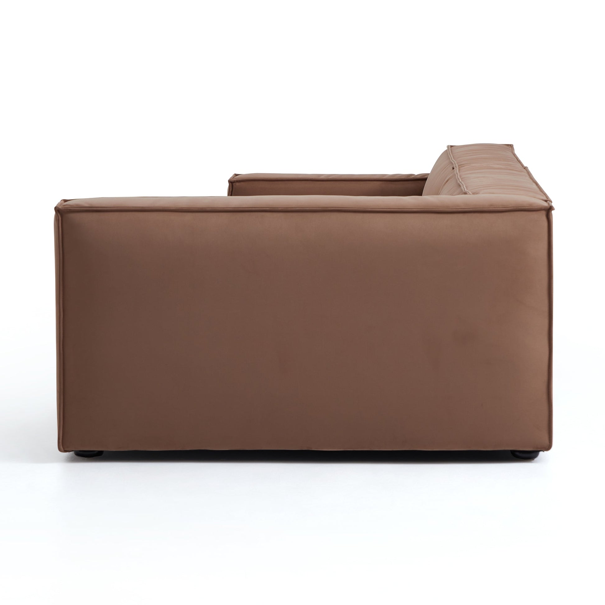 Luxury Minimalist Brown Fabric Sectional Set-Brown