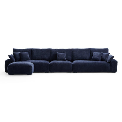 The Empress Navy Blue Sofa and Ottoman-Navy Blue-175.6"