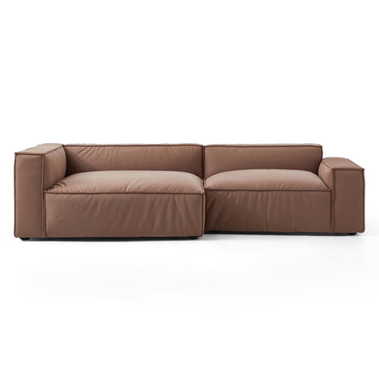Luxury Minimalist Brown Fabric Sectional-Brown-106.2"-Facing Left