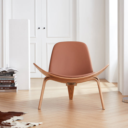 Mermaid Wegner Brown Shell Chair-Brown