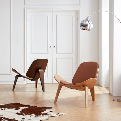 Mermaid Wegner White Shell Chair-Brown