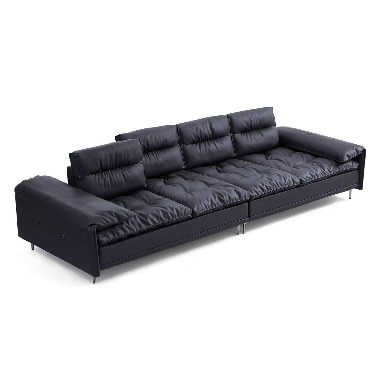 Lewis Black Leather Sailboat Sofa-Black