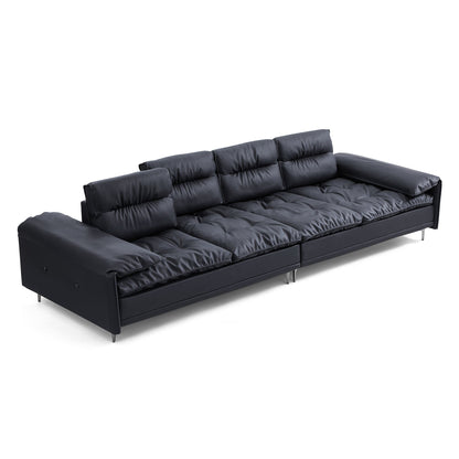Lewis Black Leather Sailboat Sofa-Black