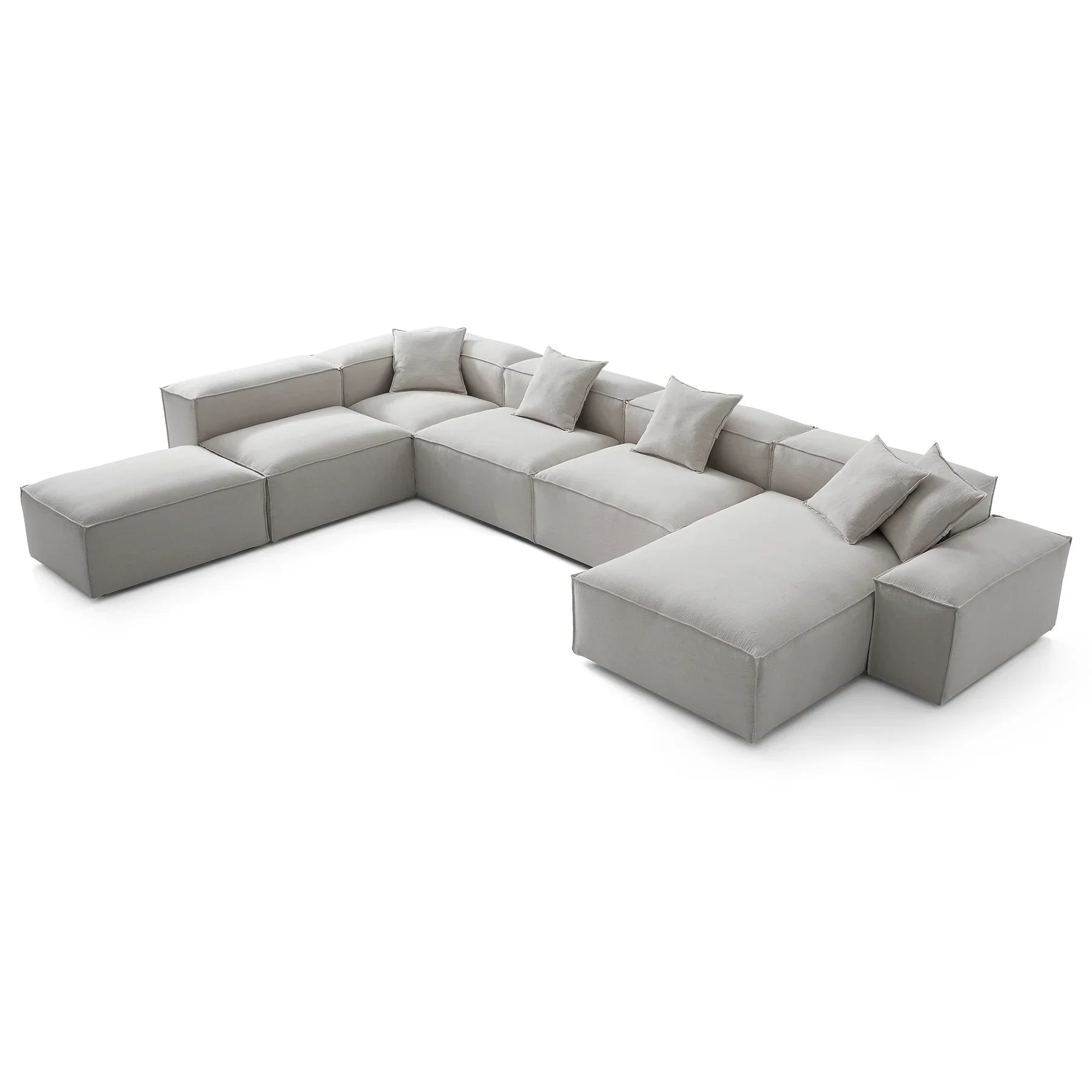 Freedom Modular Khaki Open End Sectional Sofa-Gray-177.2"-Low