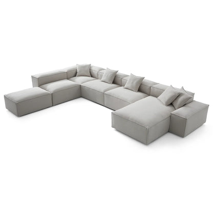 Freedom Modular Khaki Open End Sectional Sofa-Gray-177.2"-Low