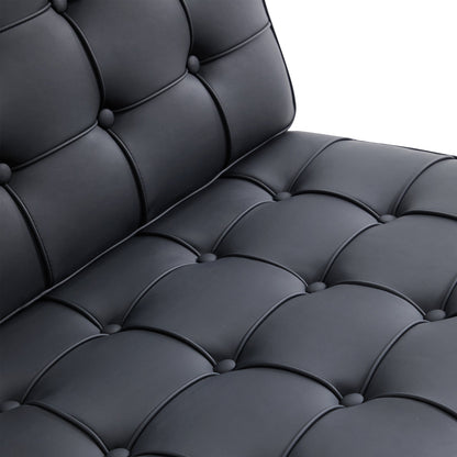 Barcelona Leather Lounge Chair-Black