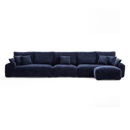 The Empress Navy Blue Sofa and Ottoman-Navy Blue-175.6"