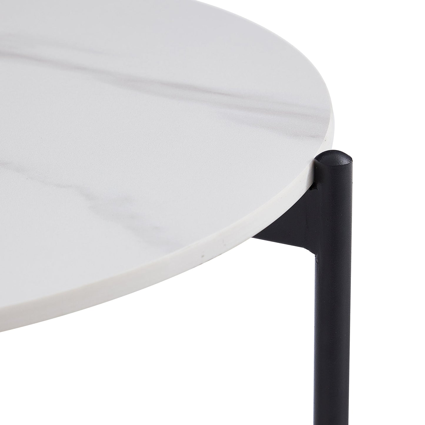 Milan White Marble Coffee Table Set-White-31.5″ & 19.7″
