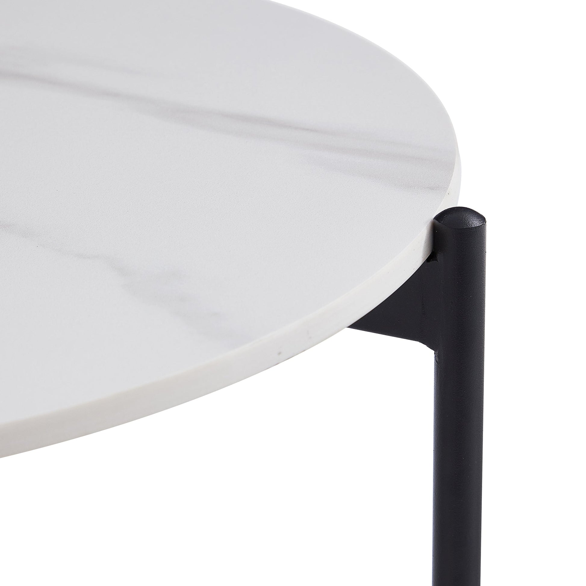 Milan White Marble Coffee Table Set-White-31.5″ & 19.7″