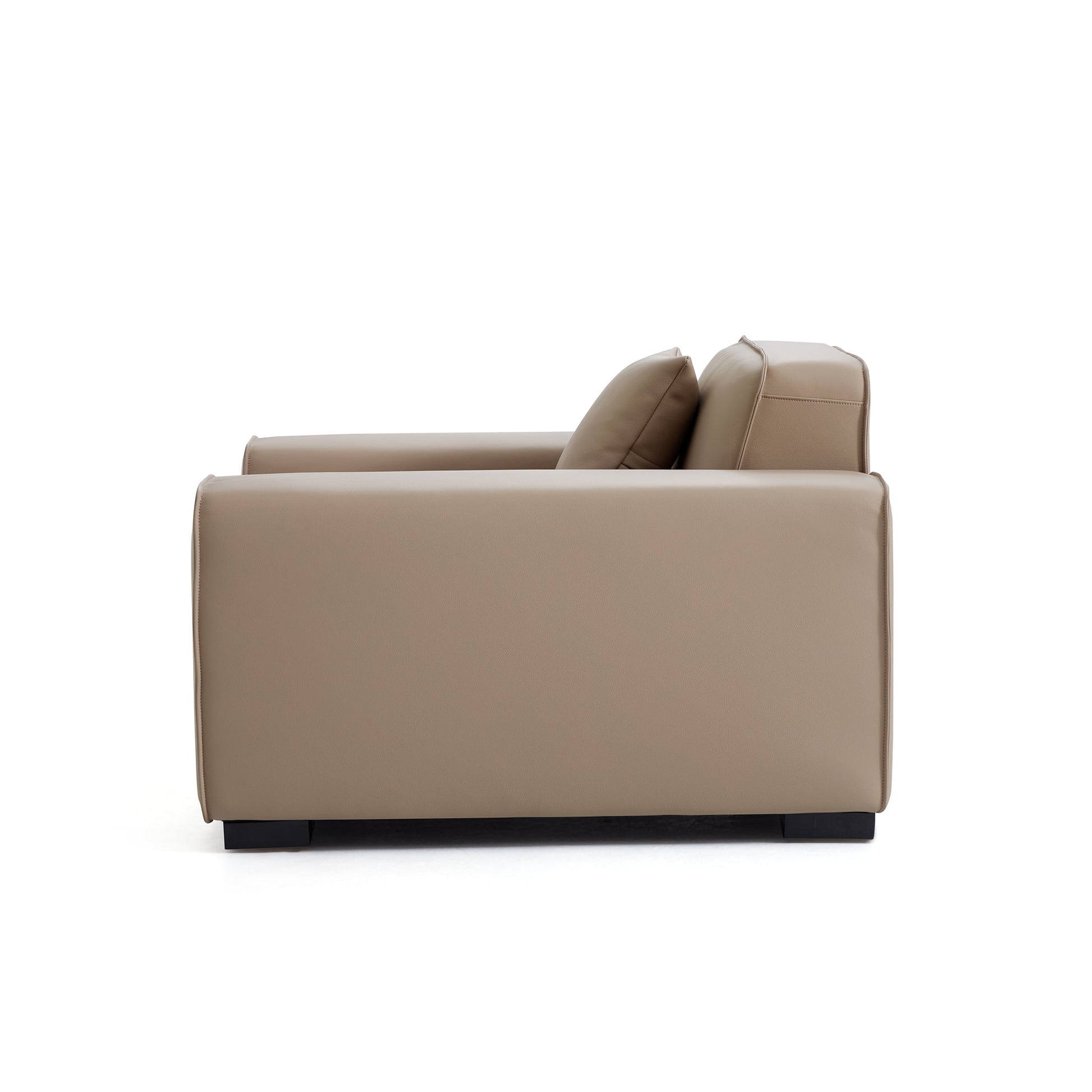 Domus Modular Beige Leather Armchair-Khaki