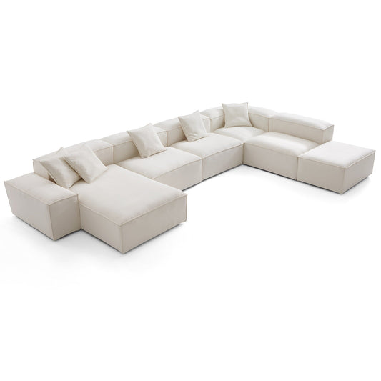 Freedom Modular Beige Open End Sectional Sofa-Beige-177.2"-Low