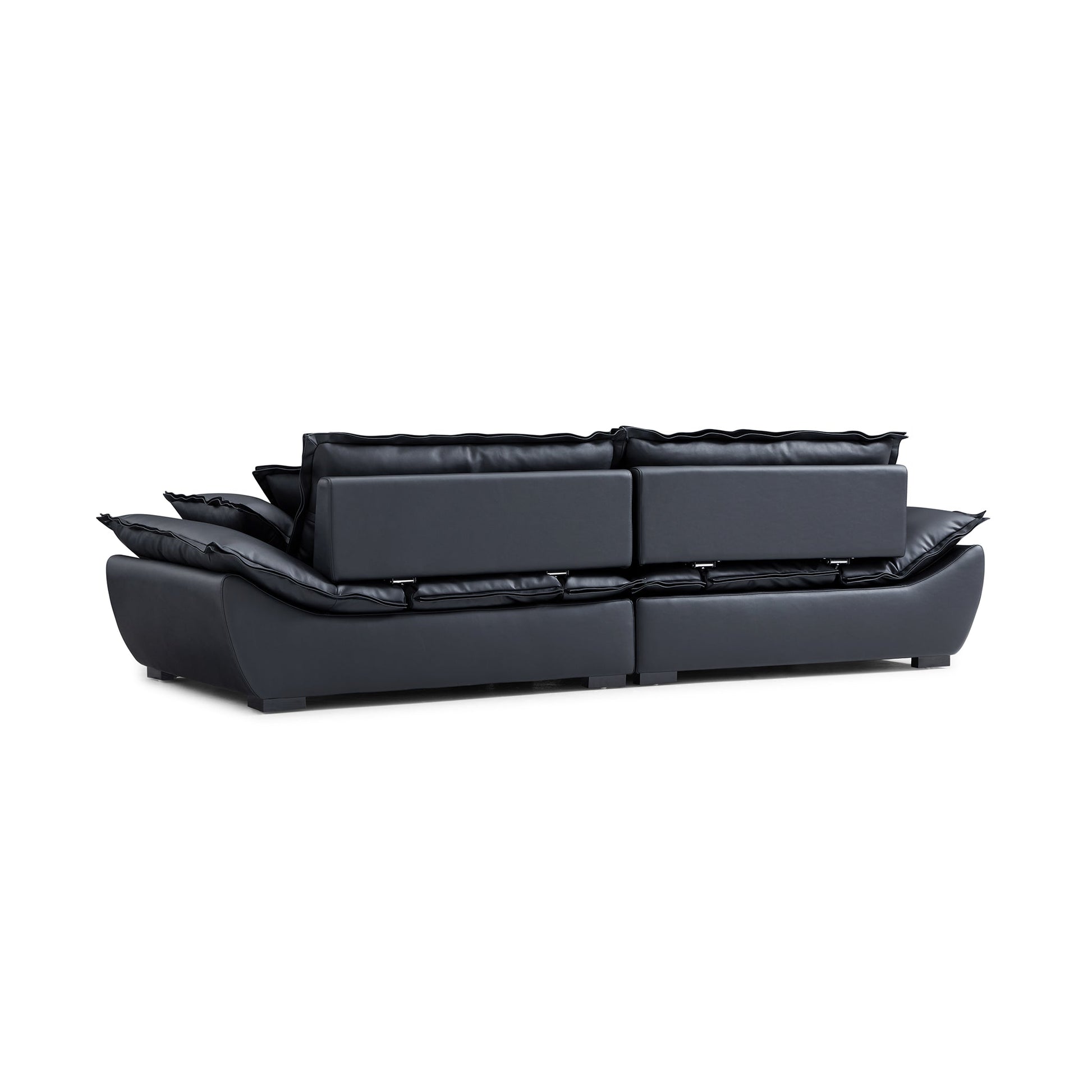Casper Sailboat Leather Sofa-Black