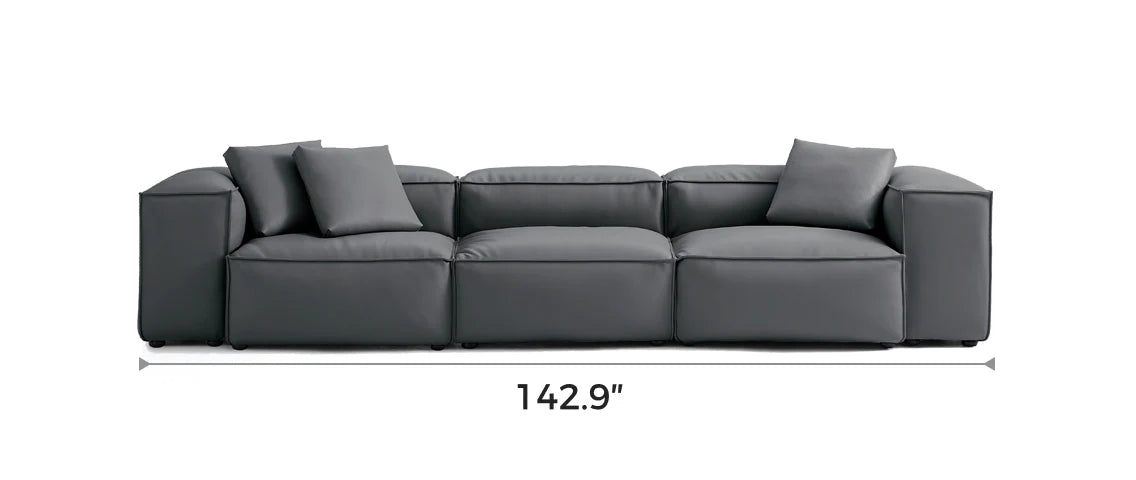 Cube Modular Dark Gray Genuine Leather Sofa