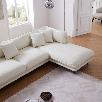 Vanilla White Leather Sectional-White