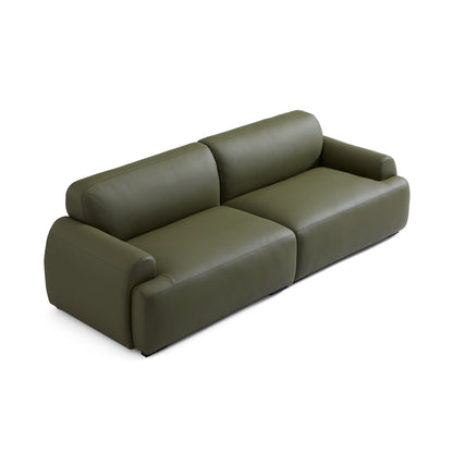 Brenley Modern Italian Leather Sofa-Olive