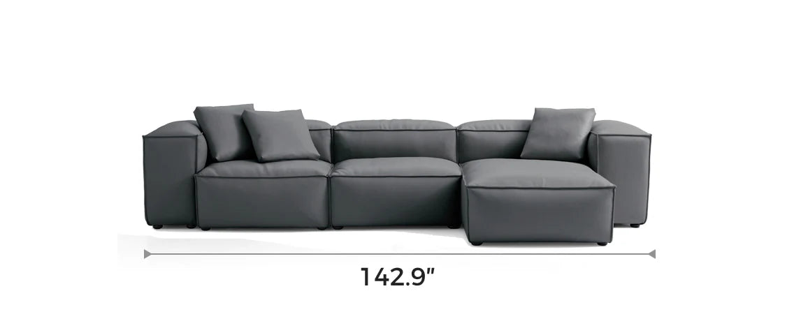 Cube Modular Dark Gray Genuine Leather Sectional