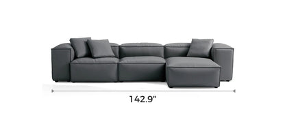 Cube Modular Dark Gray Genuine Leather Sectional