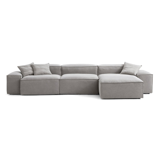 Freedom Modular Sofa with Ottoman-New Gray-143.7"-Low