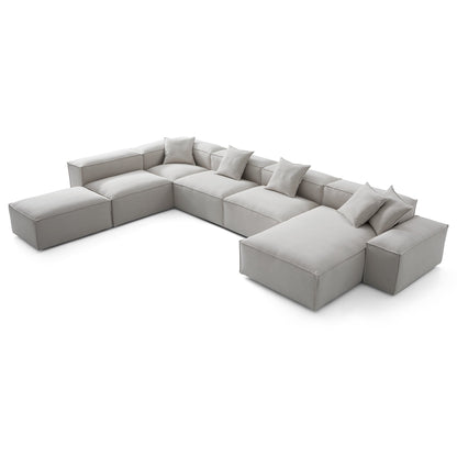 Freedom Modular Gray Open End Sectional Sofa-Gray-177.2"-Low