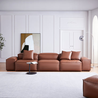 Flex Modular Brown Genuine Leather Sofa-Brown