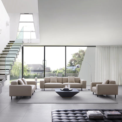 Noble Beige Leather Sofa Set-Beige