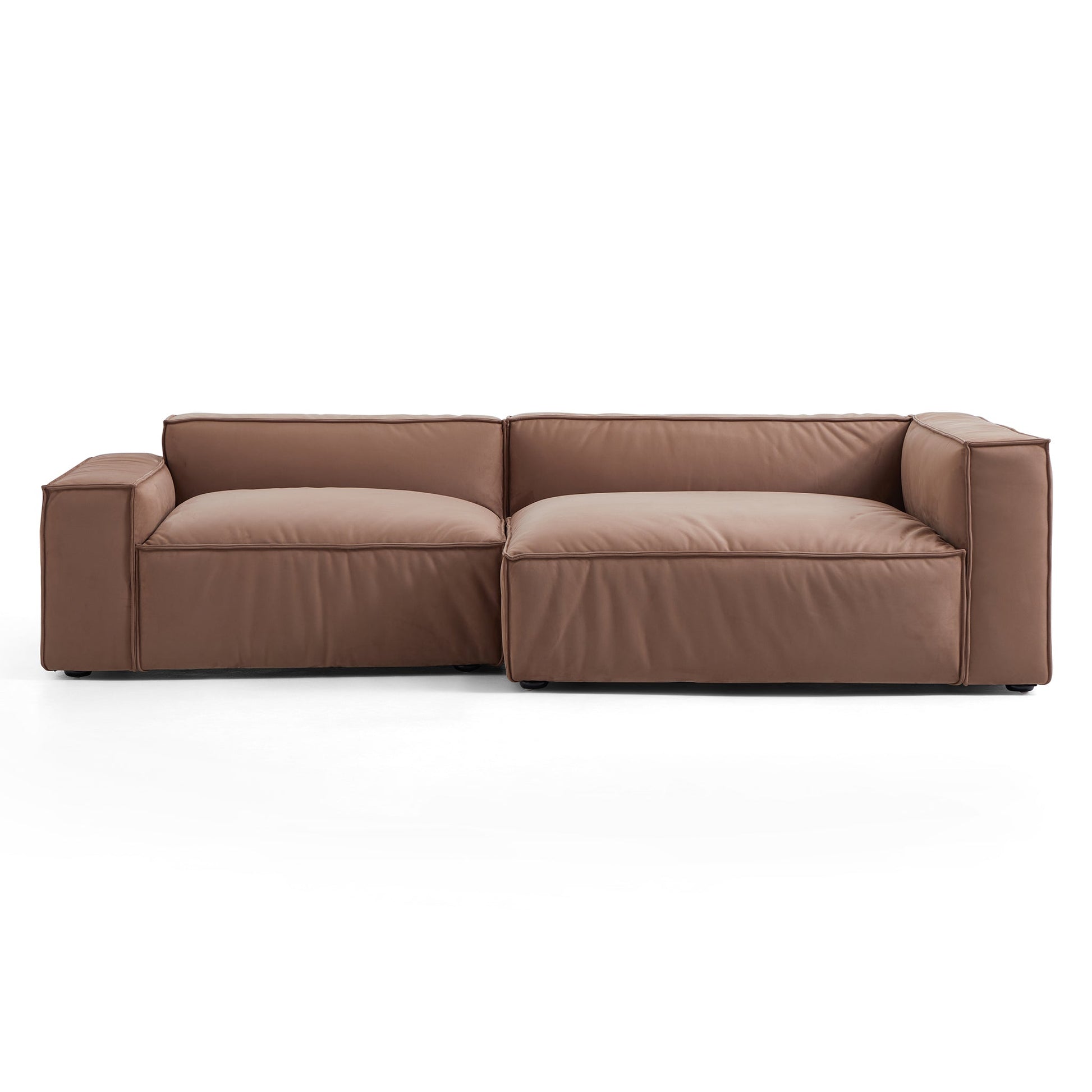 Luxury Minimalist Brown Fabric Sectional Set-Brown-106.2"-Facing Right
