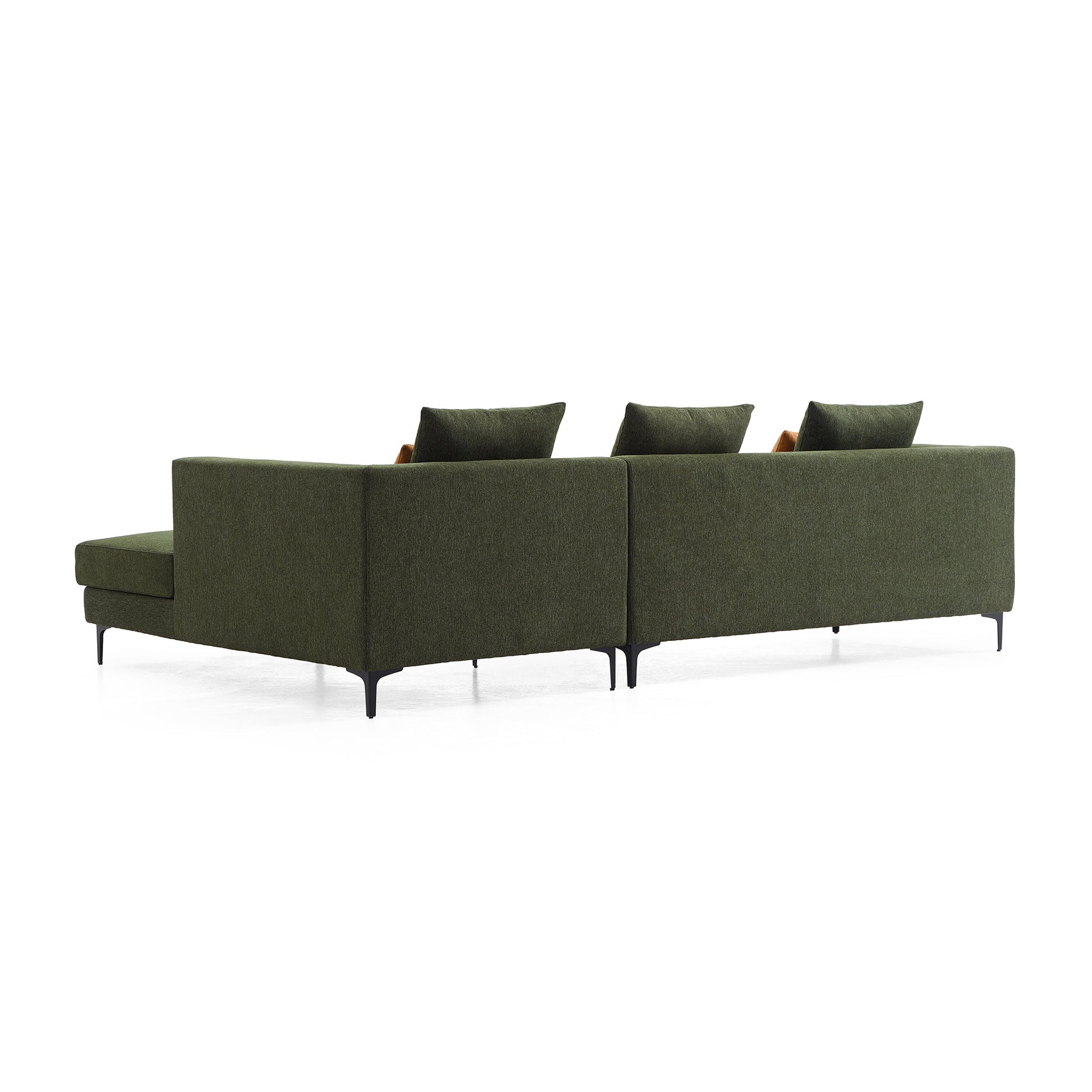 Jungle L Shaped Green Fabric Sectional Sofa With Chaise-Green