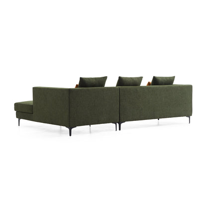 Jungle L Shaped Green Fabric Sectional Sofa With Chaise-Green