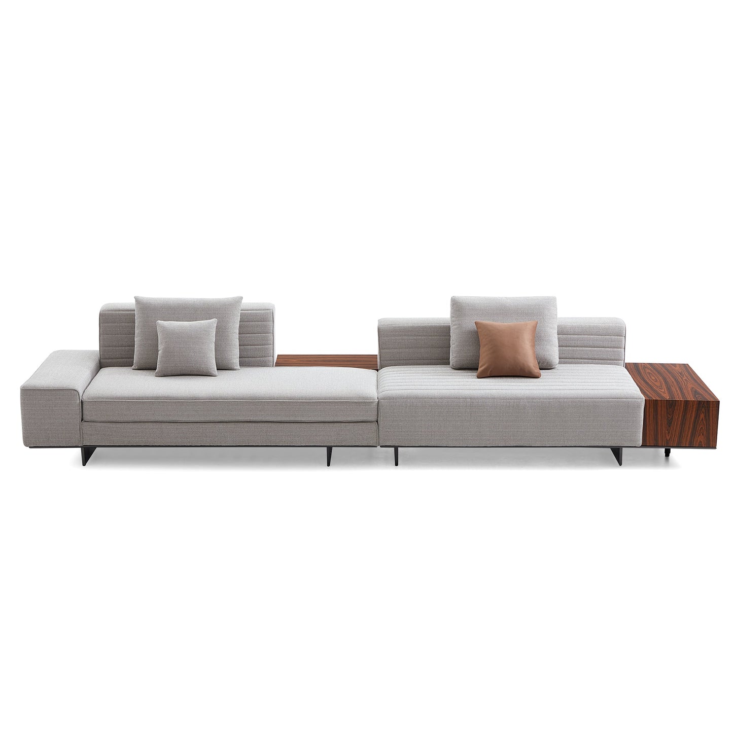 Brandy Channel Tufting Sectional with Coffee Table-Gray-189"