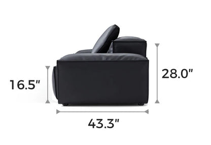 Cube Modular Black Genuine Leather Sofa