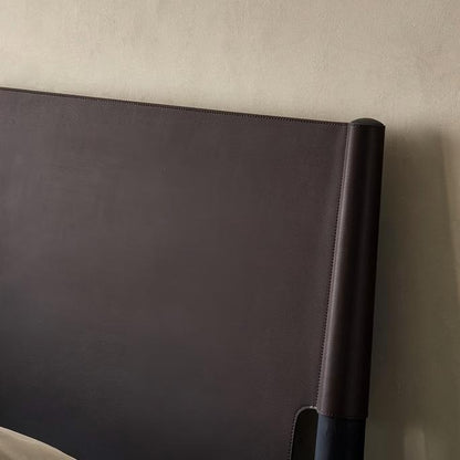 Truffle Cream Leather Bed-Black