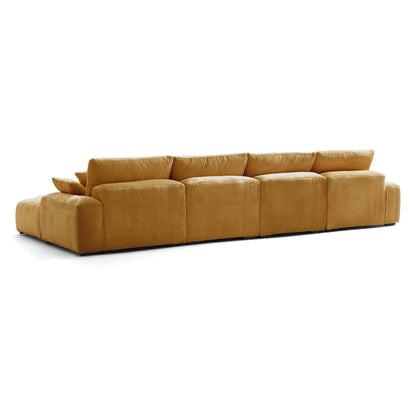 The Empress Beige U Shaped Sectional Sofa-Yellow-161.4"