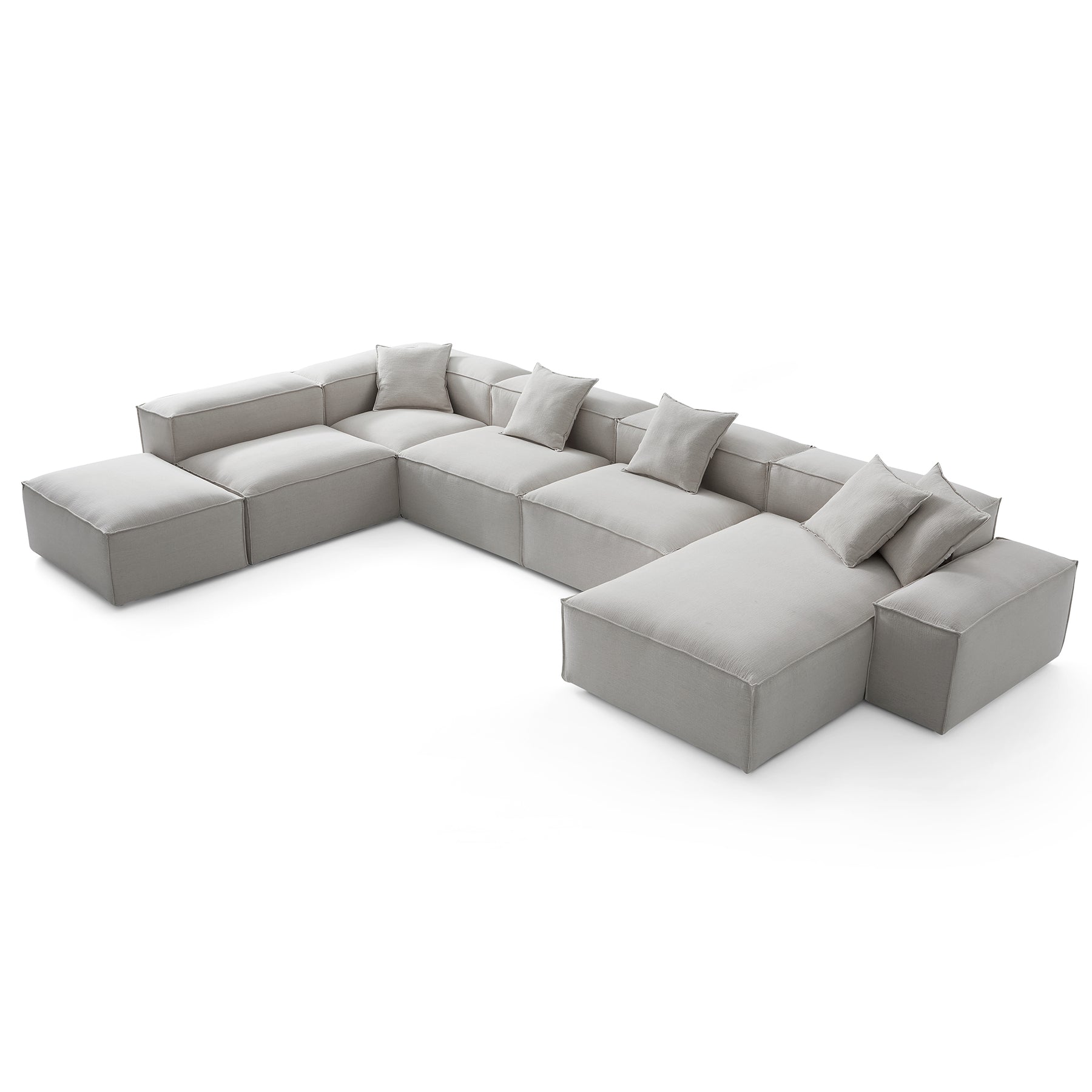Freedom Modular Khaki Open End Sectional Sofa-Gray-177.2"-Low