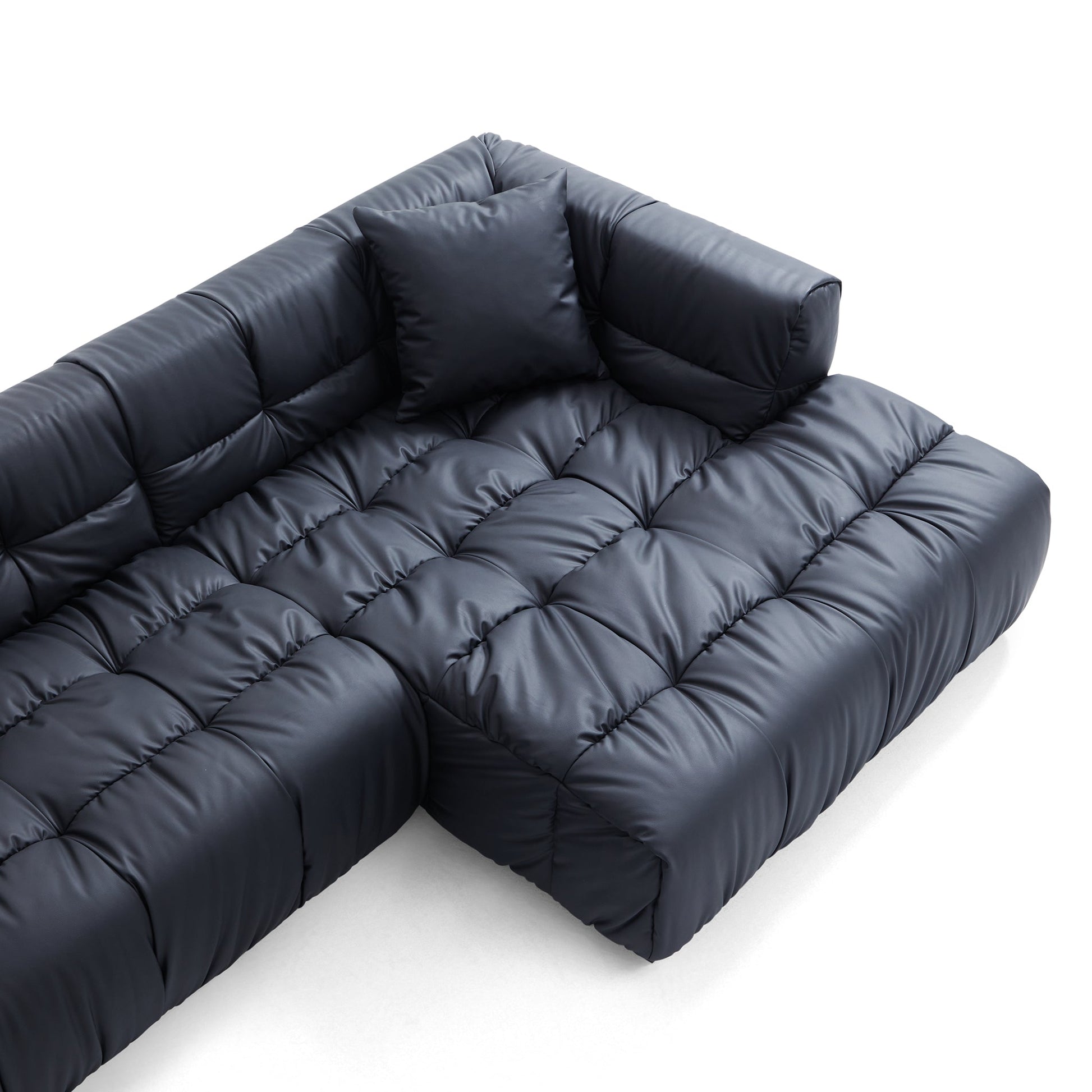 Boba Black Leathaire Sectional Set-Black