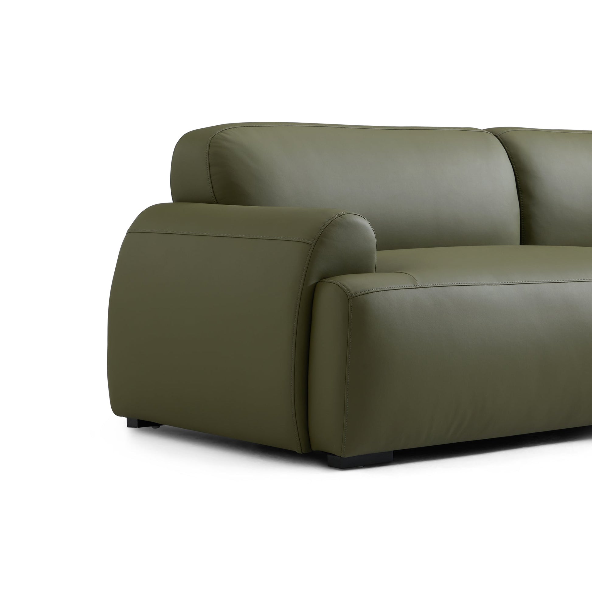 Brenley Modern Italian Leather Sofa-Olive